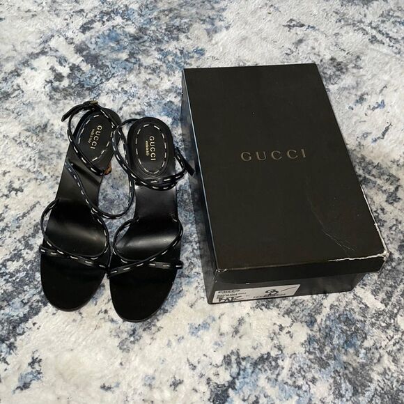 RARE Black Gucci x Tom Ford Iconic Vintage Bamboo Heel Sandals - 8.5B - Picture 1 of 13